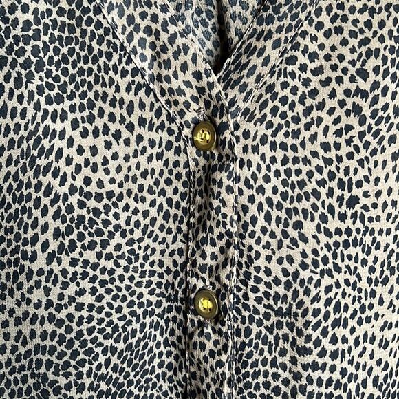 Cotton Express Brown and Black Leopard Short Sleeve Blouse Size Large - Picture 3 of 6